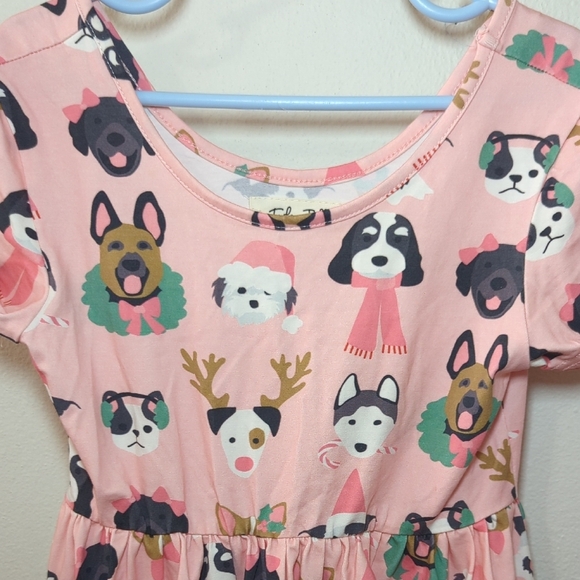 Taylor Joelle Puppy Dog Christmas Twirl Dress Pink Holiday Winter Girls Size 7 - Picture 4 of 5